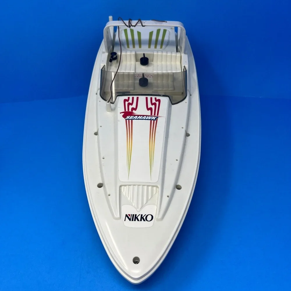 Nikko Sea Hawk RC Speedboat‎ White Blue Vintage 19010H Radio Control Toy